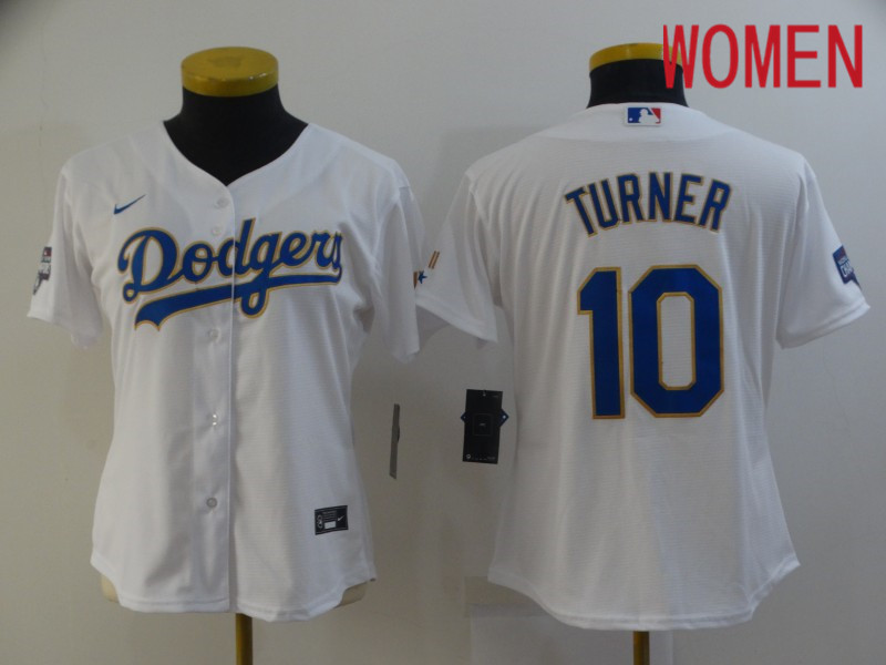Women Los Angeles Dodgers #10 Turner White Game 2021 Nike MLB Jersey->women mlb jersey->Women Jersey